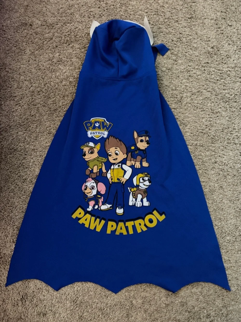 Paw Patrol Blue Chase Hooded Cape with Mask Ryder and pups on back of cape too